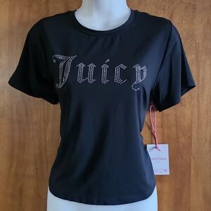 Juicy Couture Black Tee with Rhinestone Detail